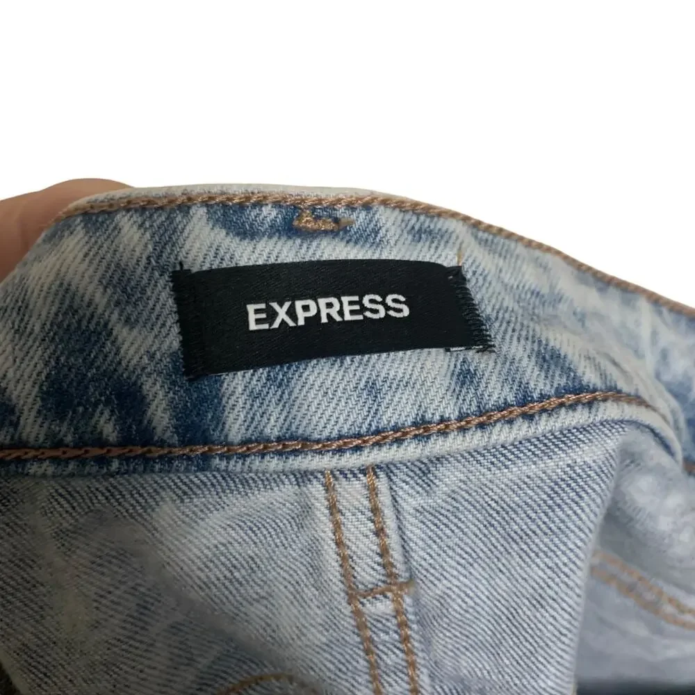 Express 90s Ankle Boot Mid Rise Light Wash Jeans Womens OS (M) - Picture 7 of 11